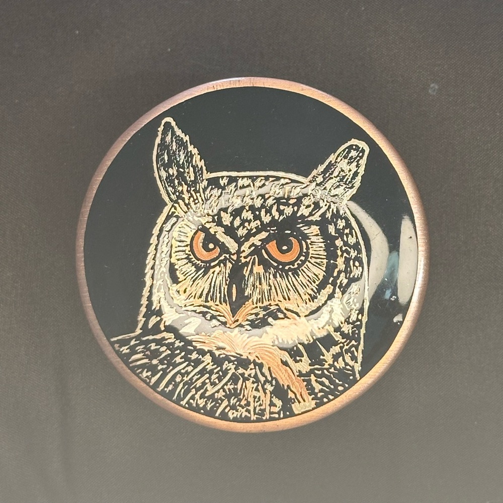 Owl Design Round Jewelry Box